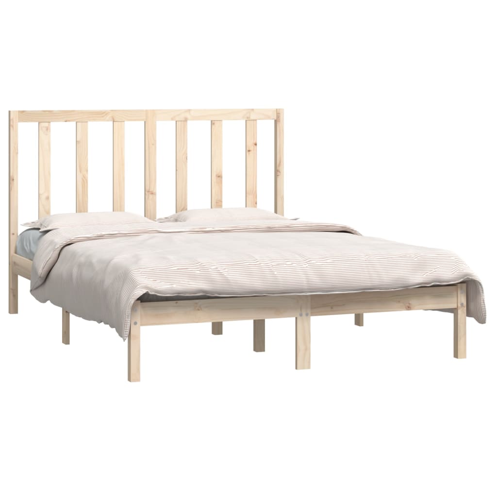 vidaXL Bedframe massief grenenhout 135x190 cm 4FT6 Double