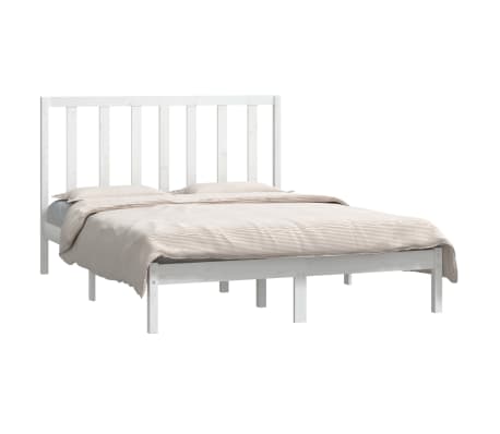 vidaXL Bed Frame without Mattress White 135x190 cm Double Solid Wood Pine