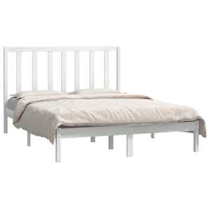 vidaXL Bed Frame without Mattress White 135x190 cm Double Solid Wood Pine