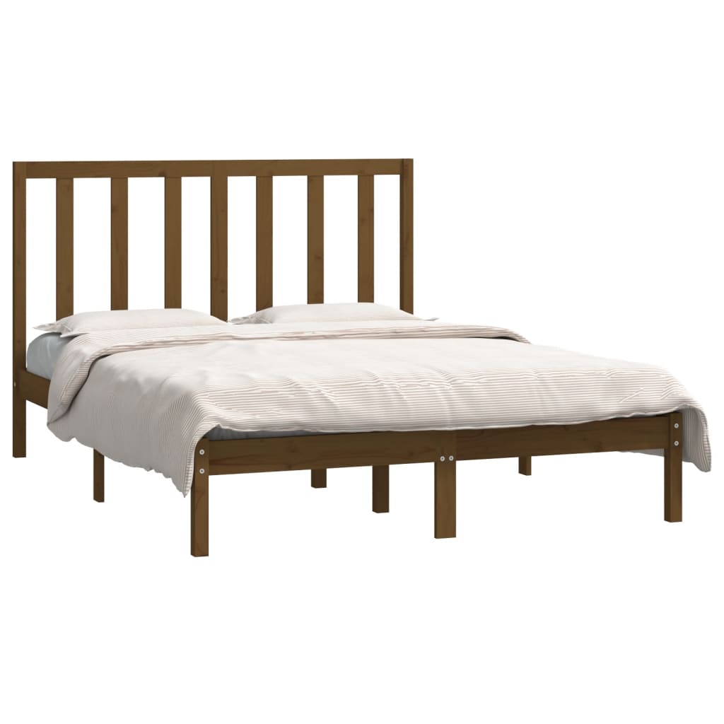 vidaXL Bedframe massief grenenhout honingbruin 140x190 cm