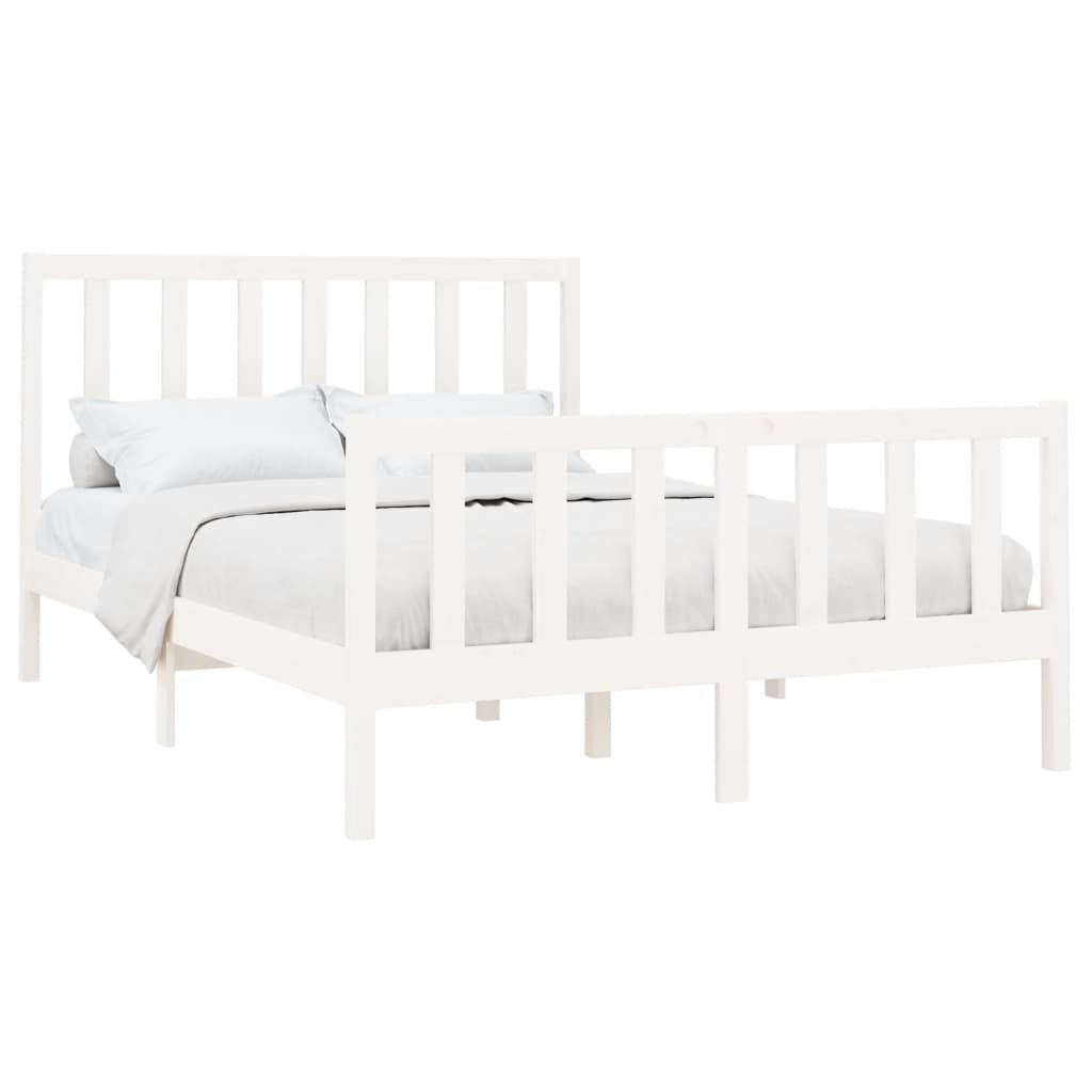 vidaXL Bedframe zonder matras massief grenenhout wit 140x190 cm afbeelding