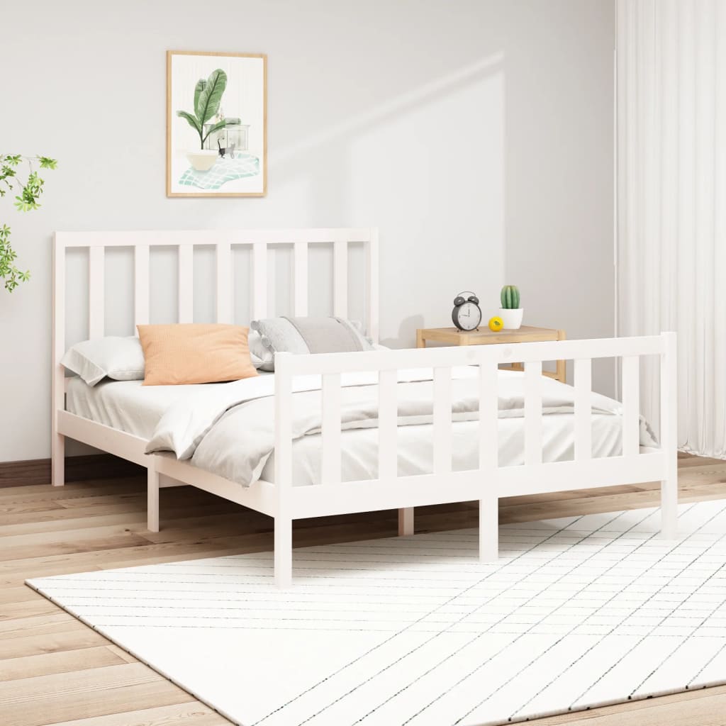 vidaXL Rama ka bez materaca, biaa, 140x190 cm, lite drewno sosnowe