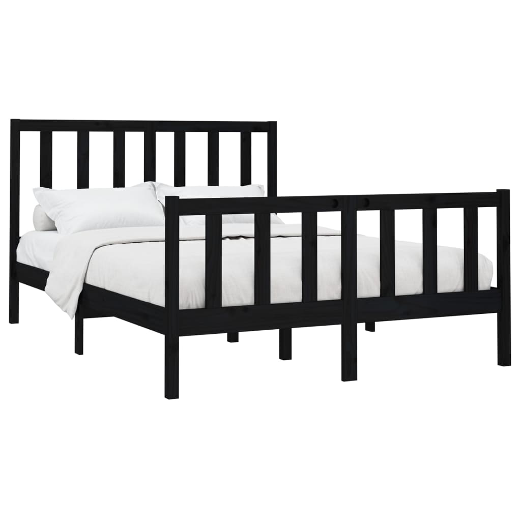 vidaXL Bedframe massief grenenhout zwart 140x190 cm afbeelding