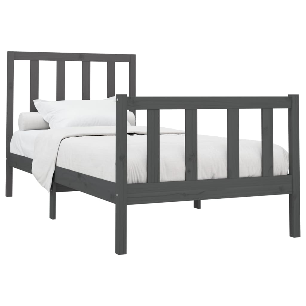 vidaXL Bed Frame Grey Solid Wood Pine 90x200 cm