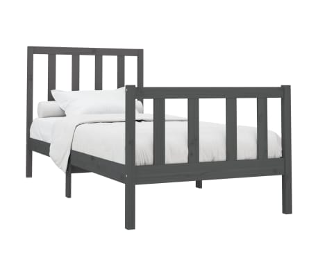 vidaXL Bed Frame Grey Solid Wood Pine 90x200 cm