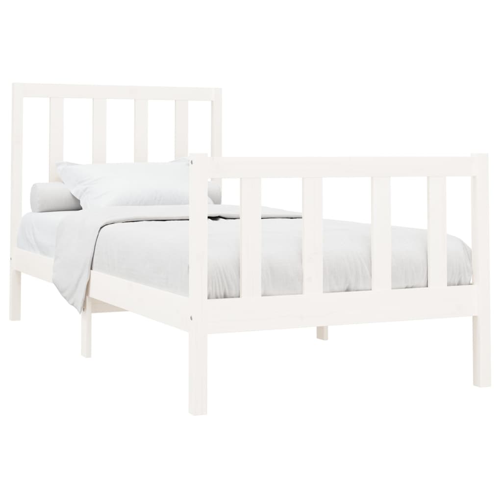 vidaXL Bed Frame without Mattress White 100x200 cm Solid Wood Pine