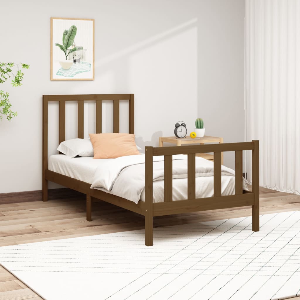 vidaXL Cadru de pat, maro miere, 100×200 cm, lemn masiv de pin