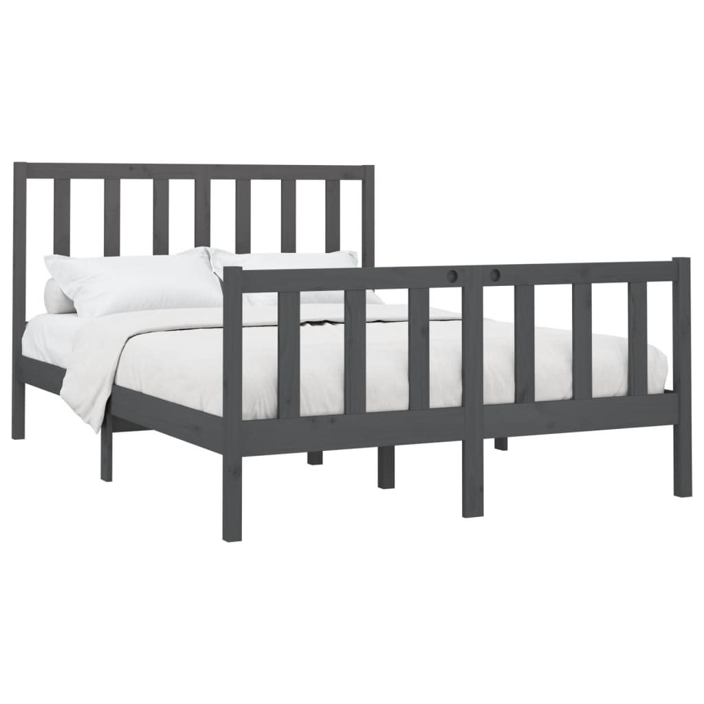 

vidaXL Bedframe massief grenenhout grijs 120x200 cm