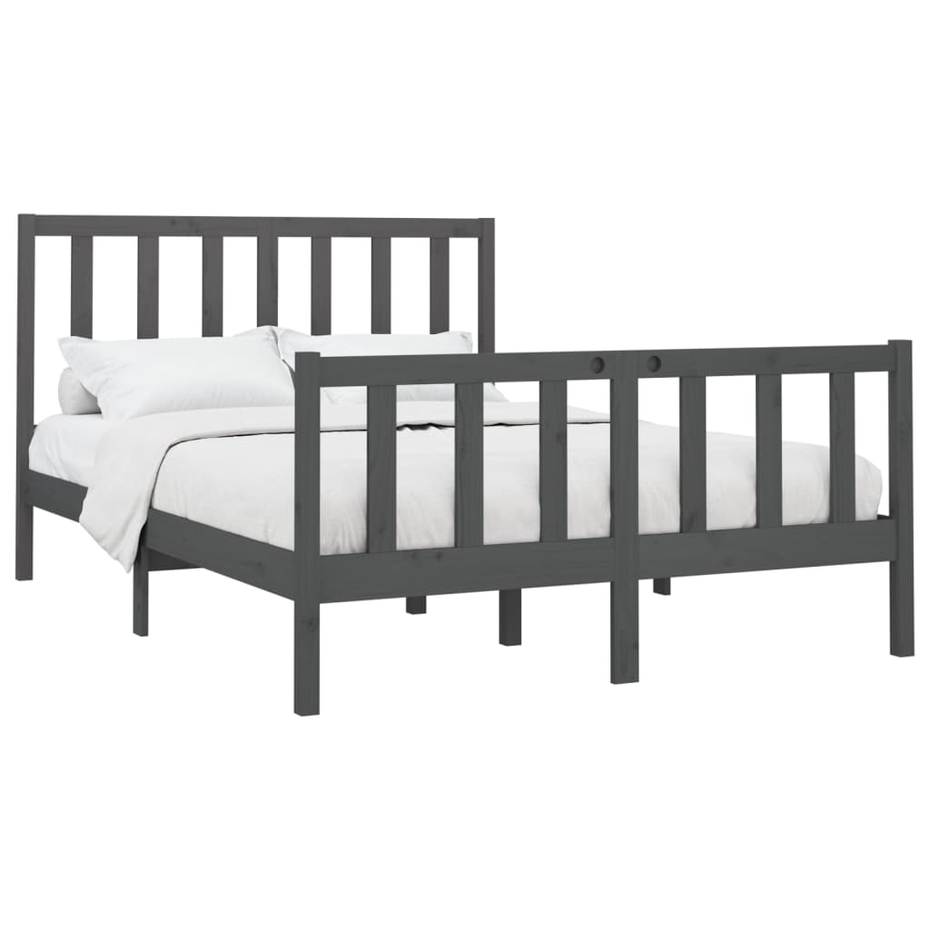 

vidaXL Bedframe massief grenenhout grijs 140x200 cm