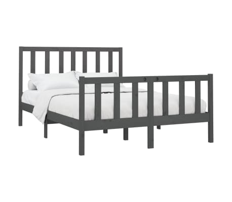 vidaXL Bedframe massief grenenhout grijs 140x200 cm