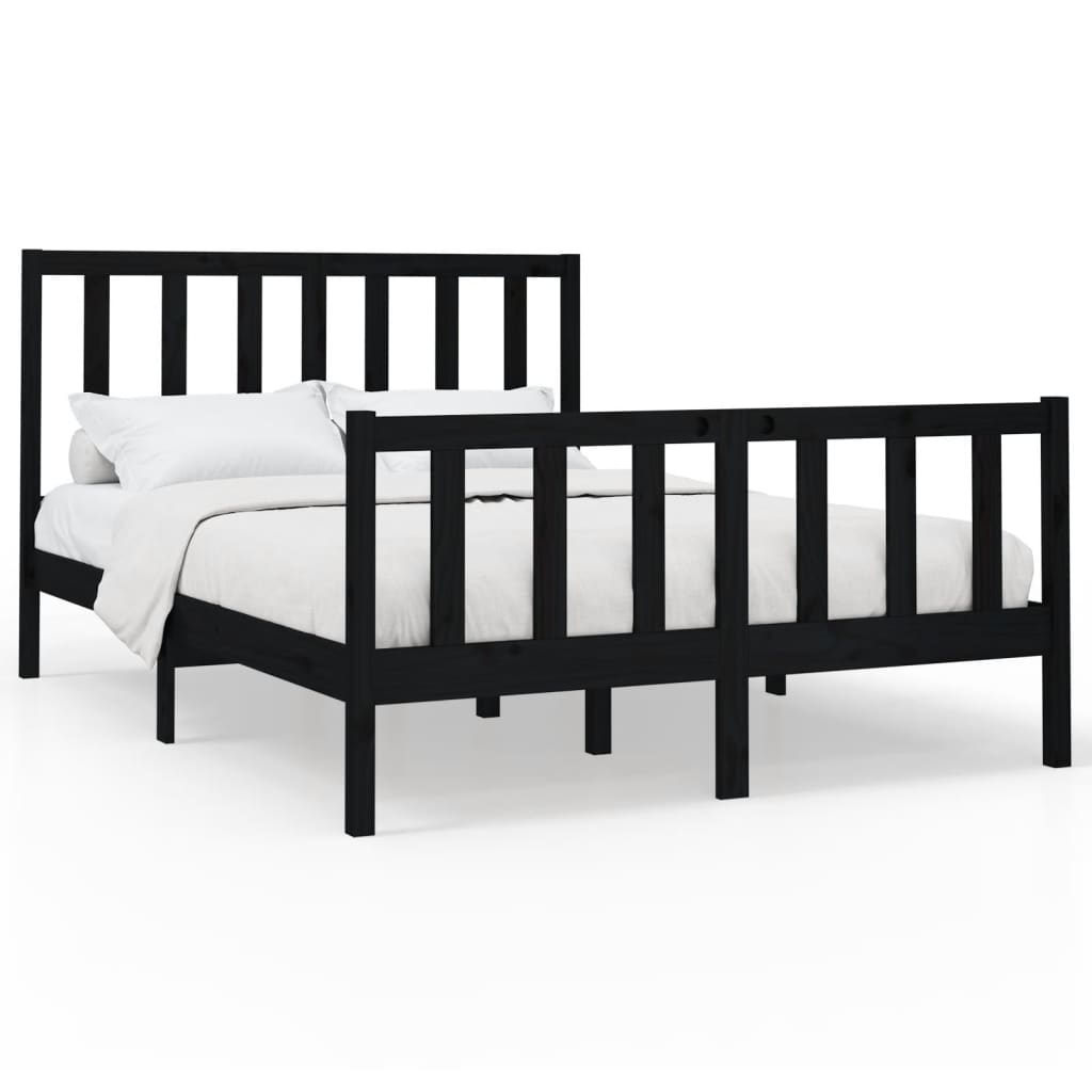 vidaXL Bedframe massief grenenhout zwart 140x200 cm