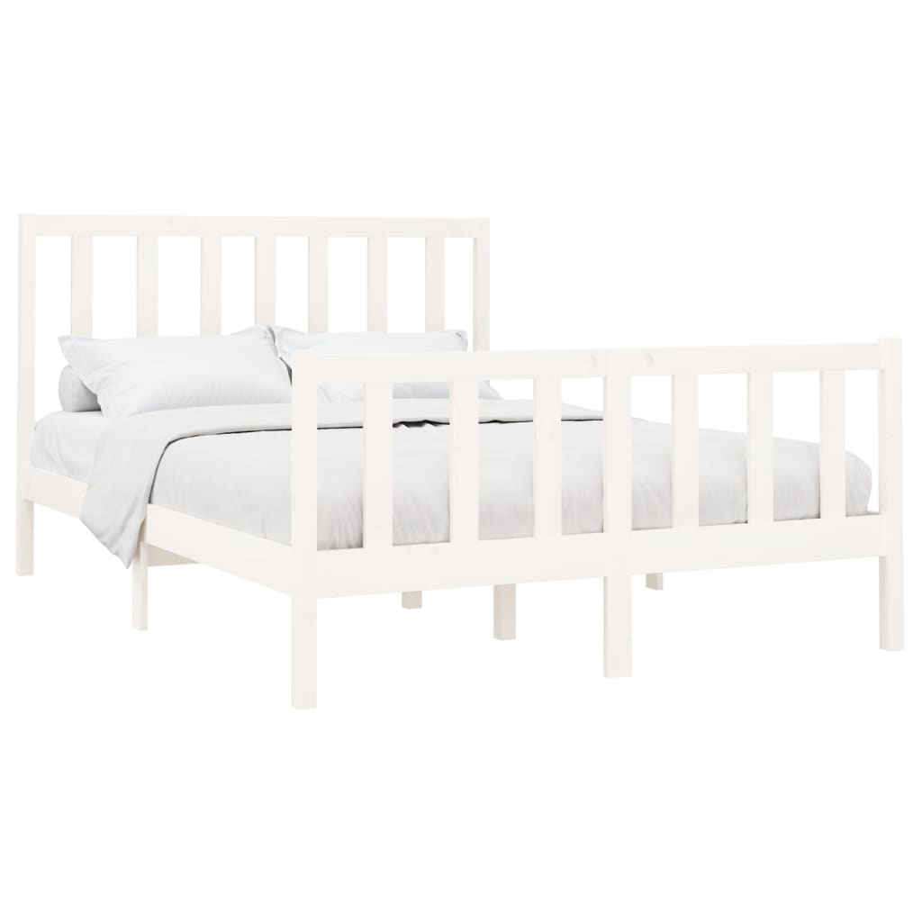 vidaXL Bedframe massief grenenhout wit 150x200 cm 5FT king size