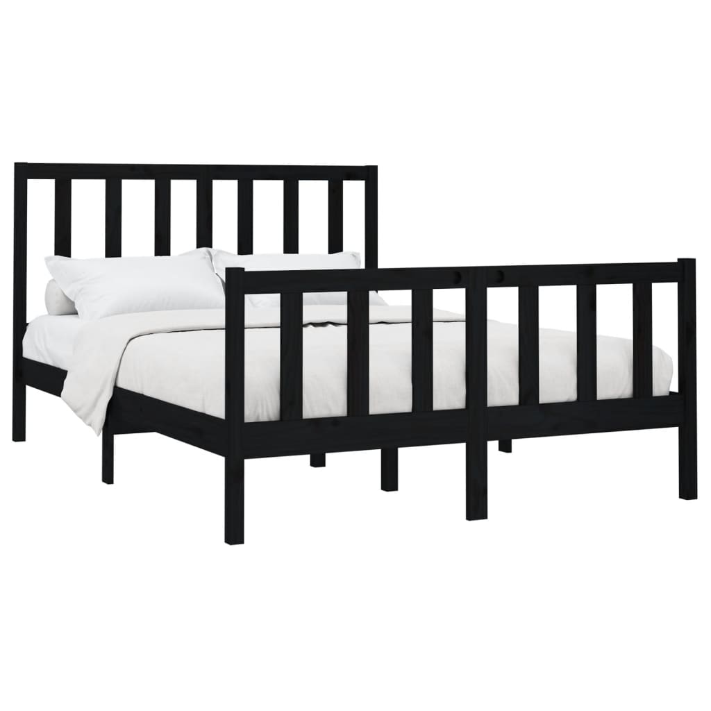 vidaXL Bed Frame without Mattress Black 160x200 cm Solid Wood Pine