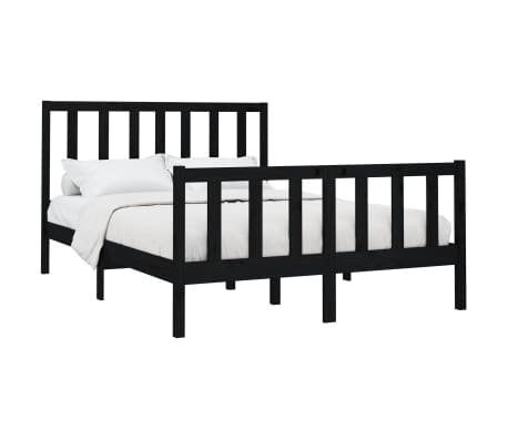 vidaXL Bed Frame without Mattress Black 160x200 cm Solid Wood Pine