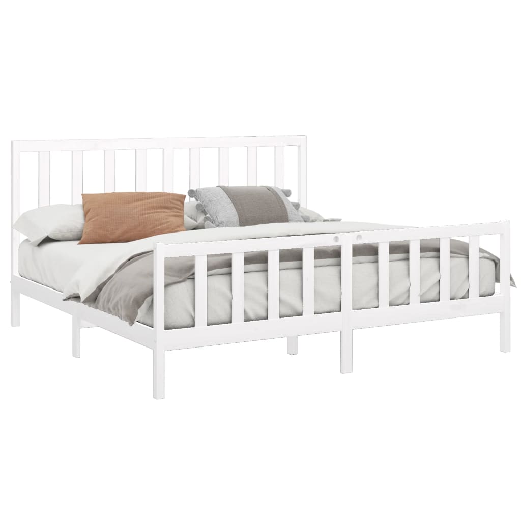 

vidaXL Bedframe massief grenenhout wit 180x200 cm 6FT Super King