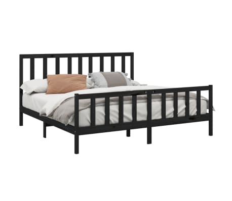 vidaXL Sengeramme svart heltre furu 180x200 cm Super King