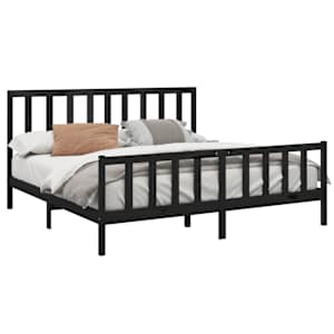 vidaXL Sengeramme svart heltre furu 180x200 cm Super King