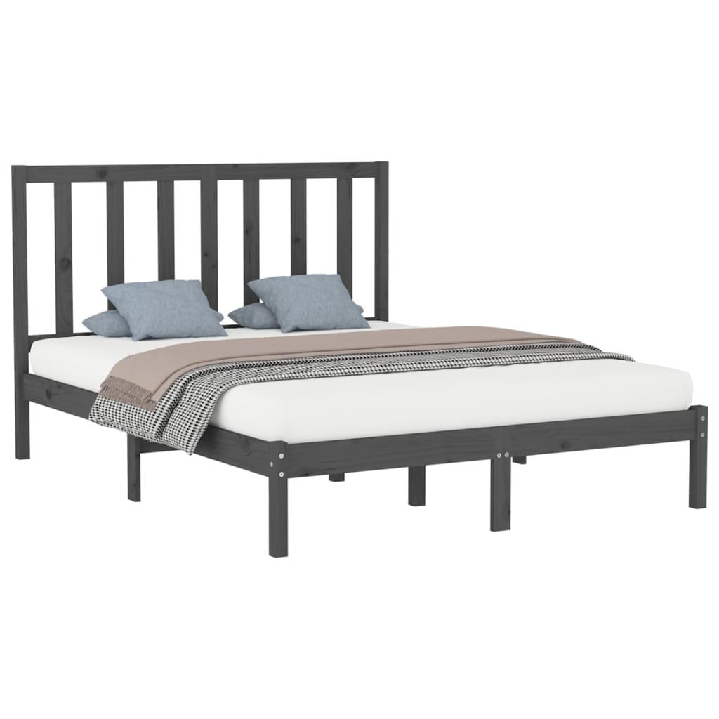 vidaXL Bedframe massief hout grijs 140x200 cm