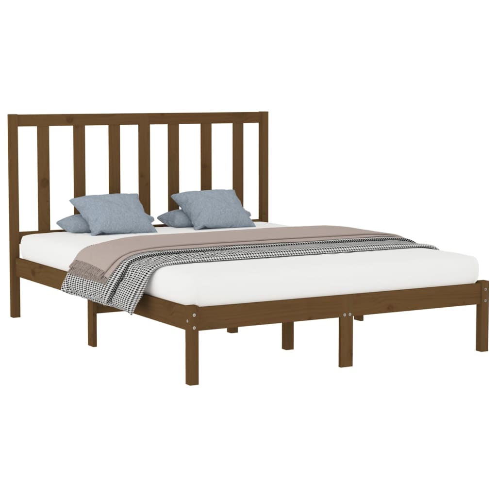 vidaXL Estructura de cama madera maciza marrón miel 140x200 cm