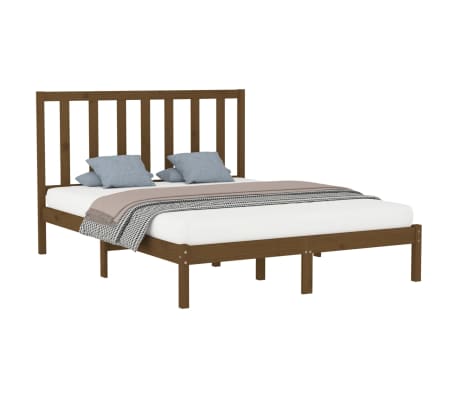 vidaXL Estructura de cama madera maciza marrón miel 140x200 cm