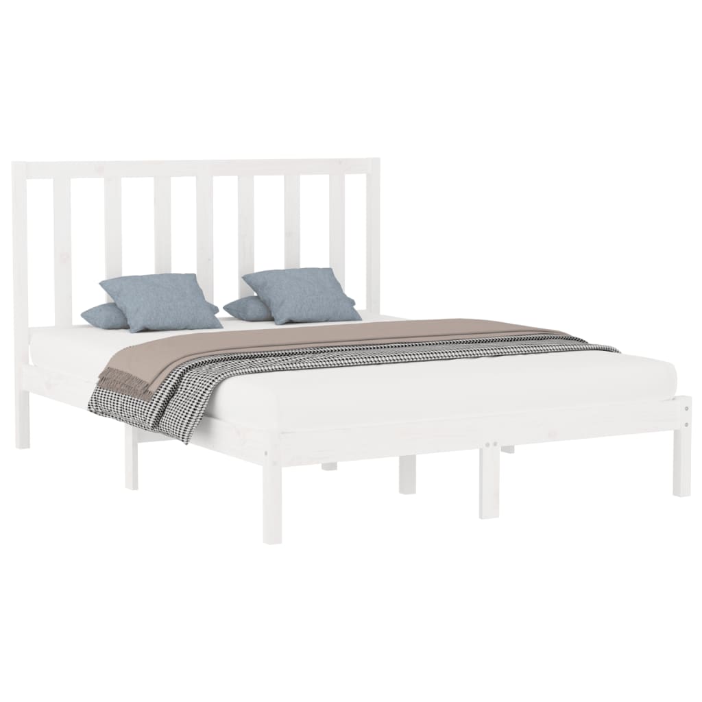 

vidaXL Bedframe massief hout wit 150x200 cm 5FT King Size