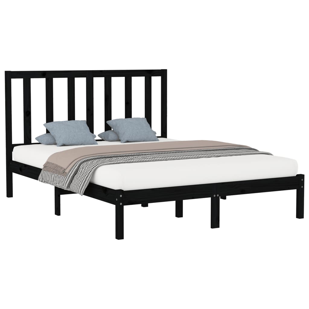 

vidaXL Bedframe massief hout zwart 160x200 cm