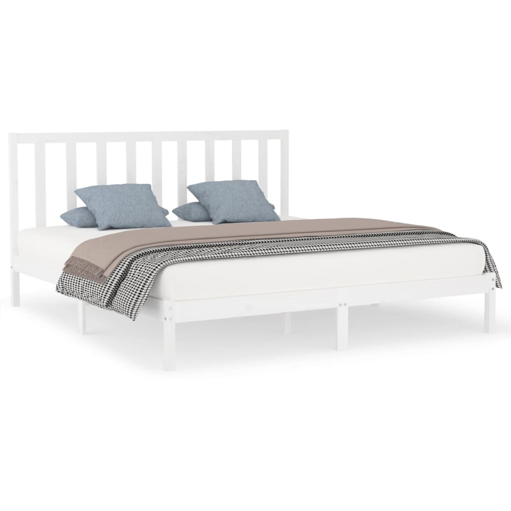vidaXL Bedframe massief hout wit 180x200 cm 6FT Super King