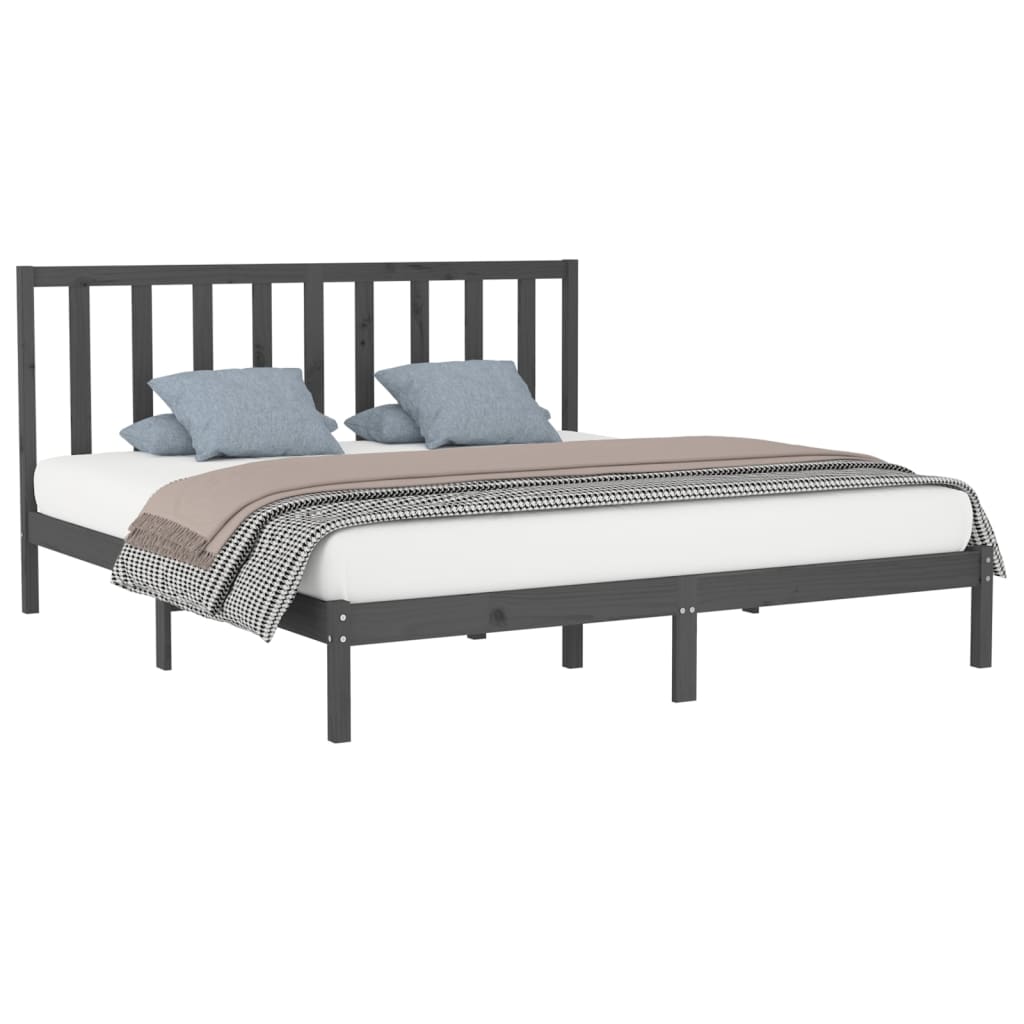 

vidaXL Bedframe massief hout grijs 180x200 cm 6FT Super King