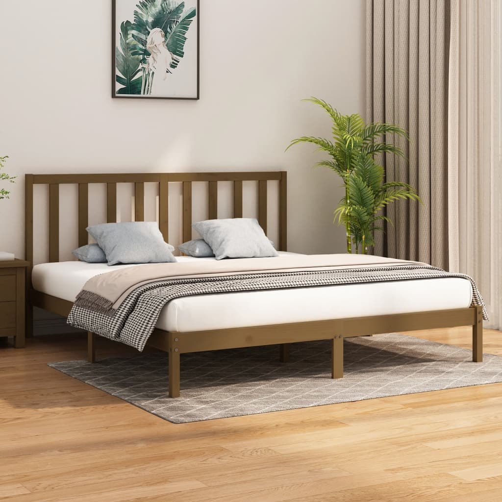 Rám postele medově hnědý masivní dřevo 180x200 cm Super King
