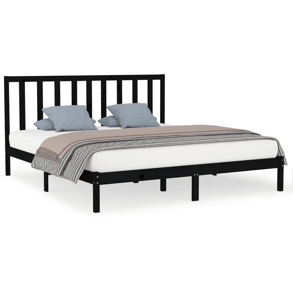 vidaXL Bedframe massief hout zwart 180x200 cm 6FT Super King
