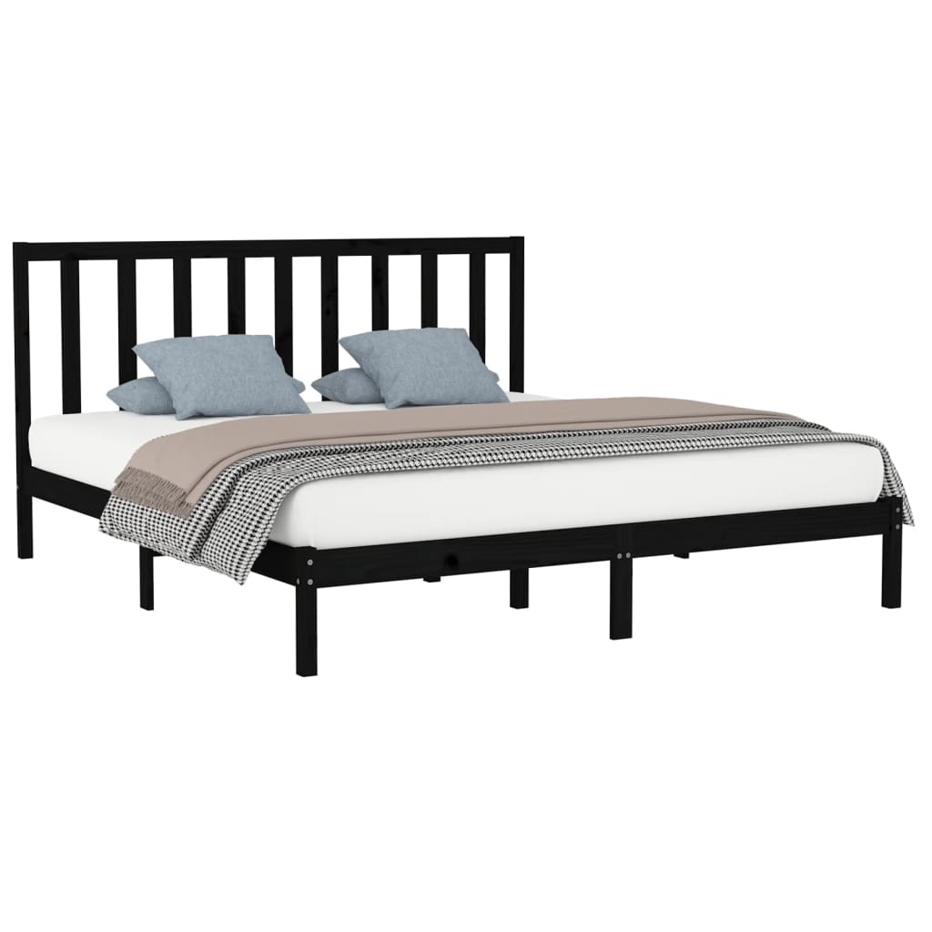 

vidaXL Bedframe massief hout zwart 180x200 cm 6FT Super King