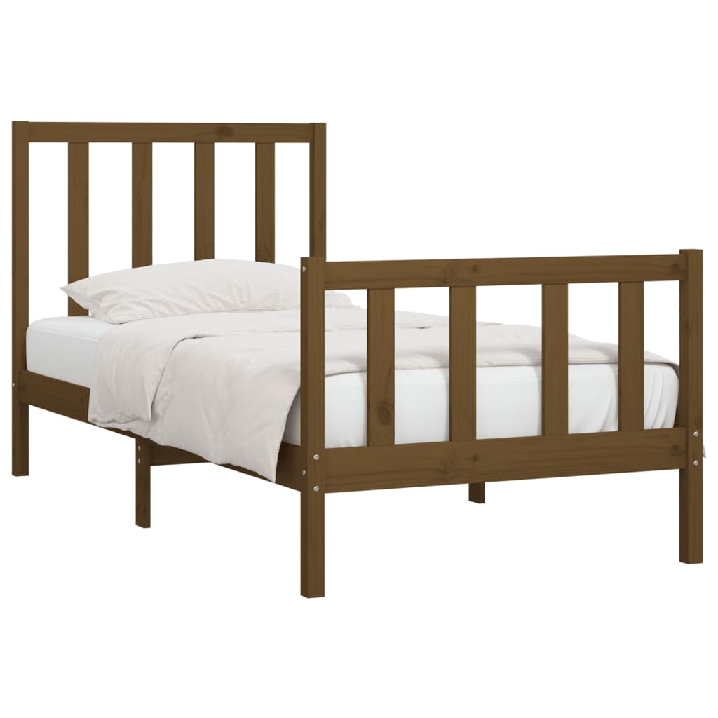 vidaXL Bedframe massief hout honingbruin 90x200 cm