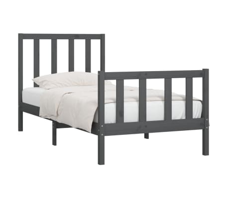 vidaXL Estrutura de cama 100x200 cm madeira maci&ccedil;a cinzento