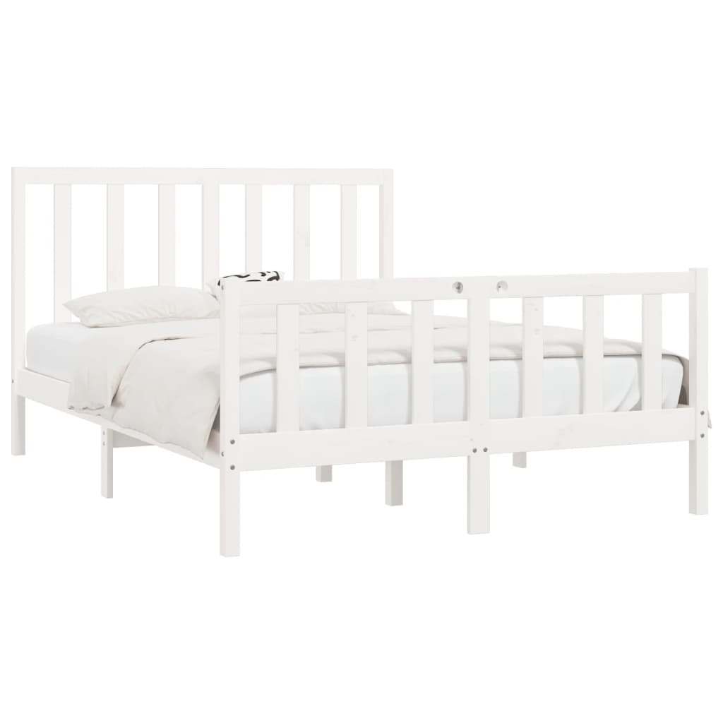 vidaXL Bedframe massief hout wit 120x200 cm afbeelding