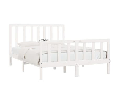 vidaXL Bed Frame White Solid Wood 150x200 cm King Size