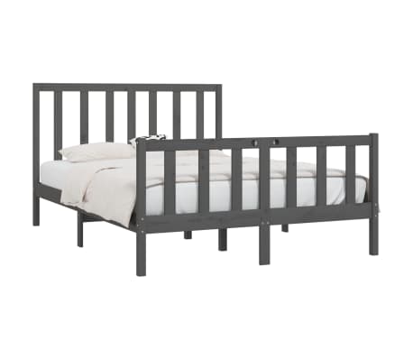 vidaXL Πλαίσιο Κρεβατιού Γκρι 150 x 200 εκ. Μασίφ Ξύλο King Size