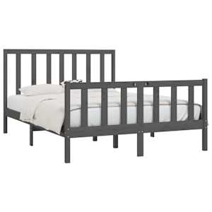 vidaXL Πλαίσιο Κρεβατιού Γκρι 150 x 200 εκ. Μασίφ Ξύλο King Size