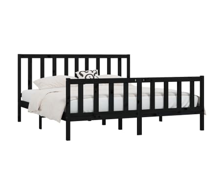 vidaXL Sengeramme svart heltre 180x200 cm Super King