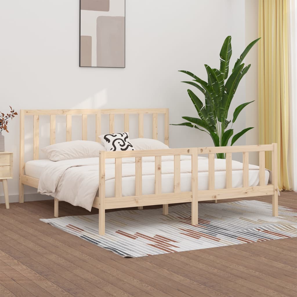 vidaXL Rama ��ka, lite drewno, 200x200 cm