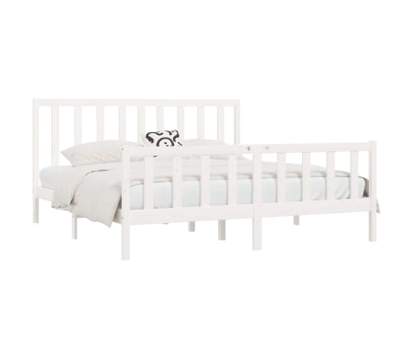 vidaXL Cadre de lit sans matelas blanc 200x200 cm bois massif