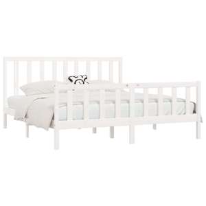 vidaXL Cadre de lit sans matelas blanc 200x200 cm bois massif