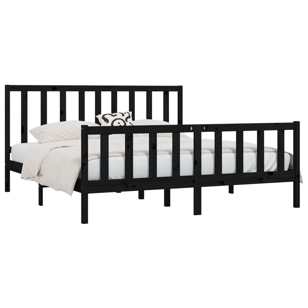 vidaXL Bedframe massief hout zwart 200x200 cm afbeelding