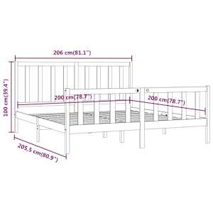 Rám postele černý masivní dřevo 200 x 200 cm - obrázek 8