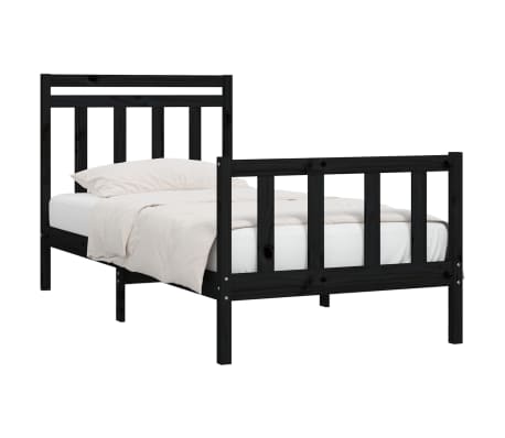 vidaXL Cadre de lit sans matelas noir bois de pin massif 90x200 cm
