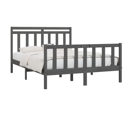 vidaXL Bed Frame Grey Solid Wood Pine 150x200 cm King Size