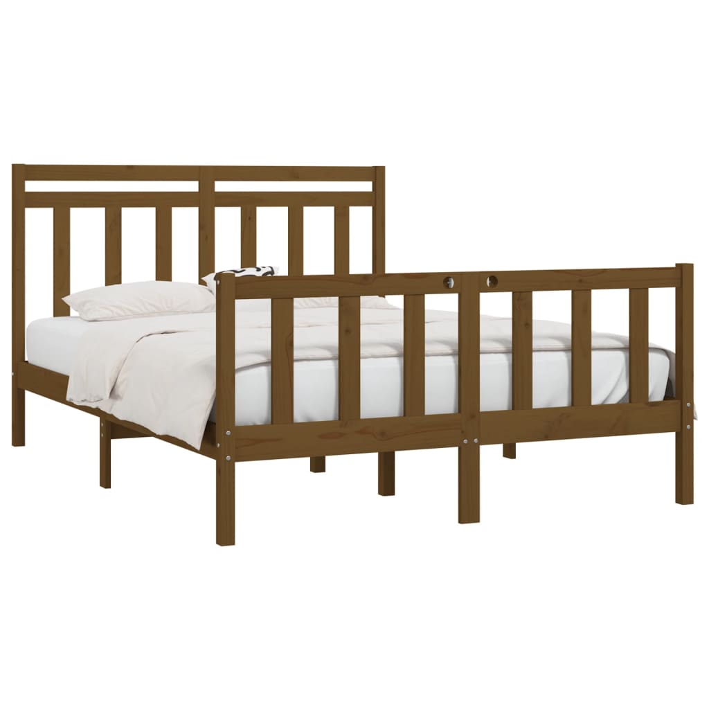 vidaXL Bedframe grenenhout honingbruin 150x200 cm 5FT King Size