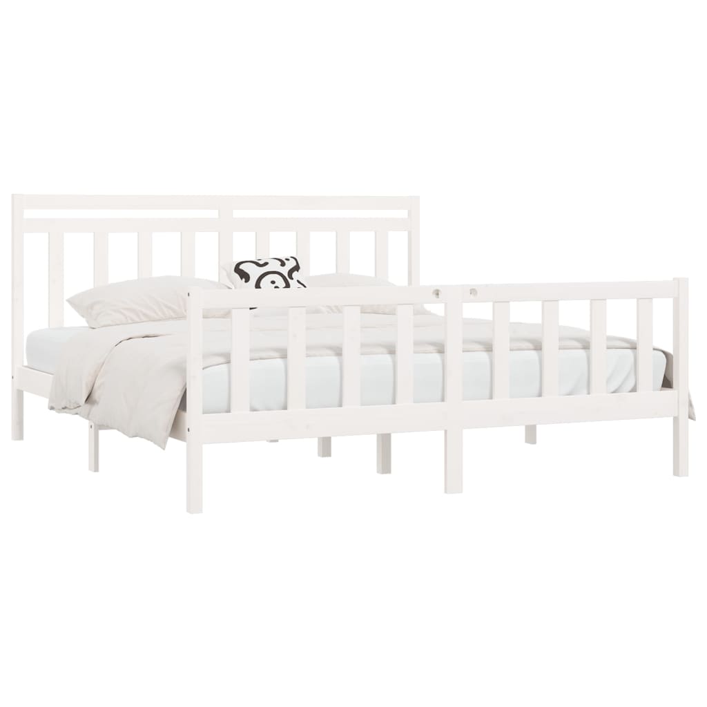 vidaXL Bedframe massief grenenhout wit 180x200 cm 6FT Super King