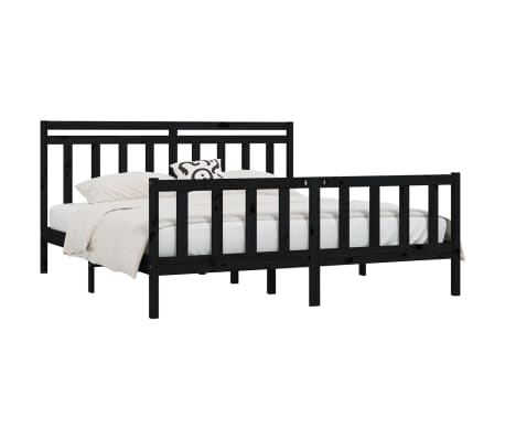 vidaXL Sengeramme svart heltre furu 180x200 cm Super King