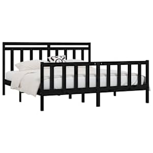 vidaXL Sengeramme svart heltre furu 180x200 cm Super King