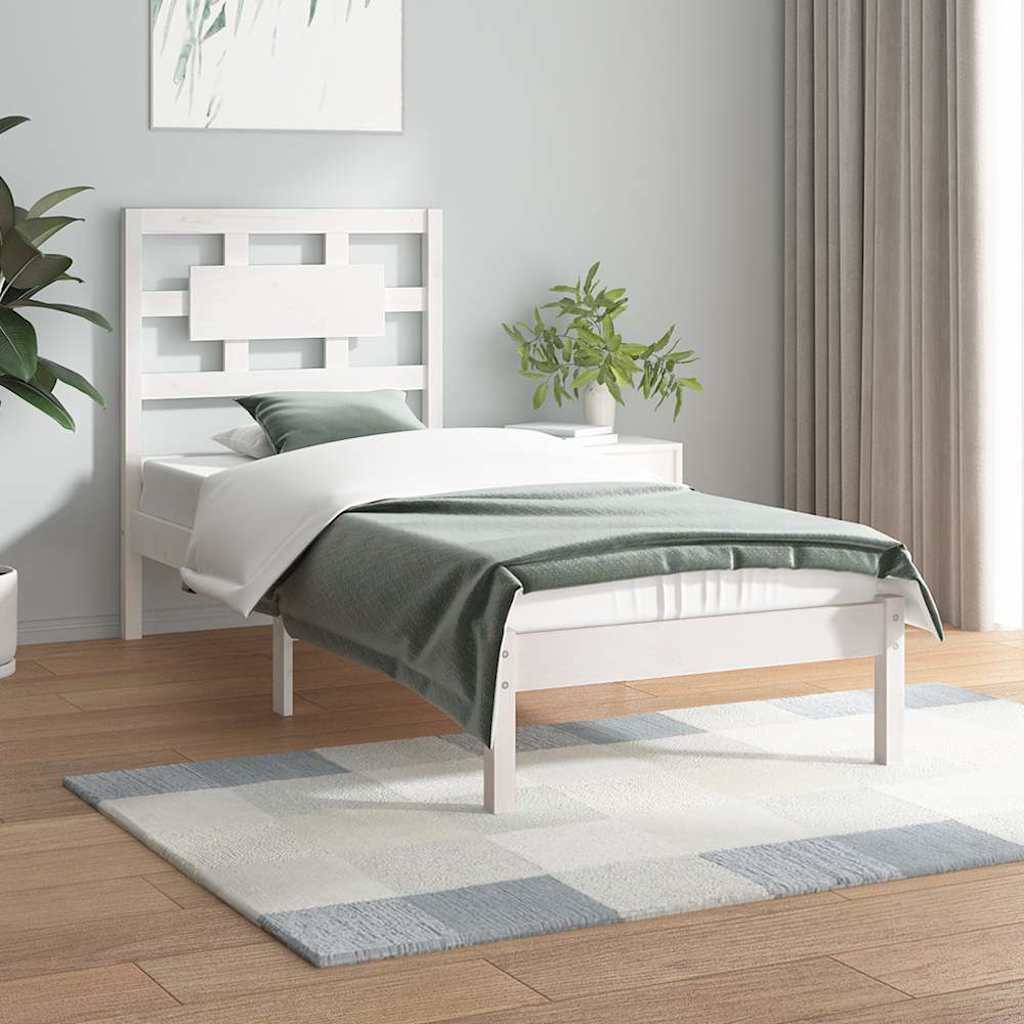 vidaXL Sängynrunko ilman patjaa valkoinen 90x200 cm täysi mänty